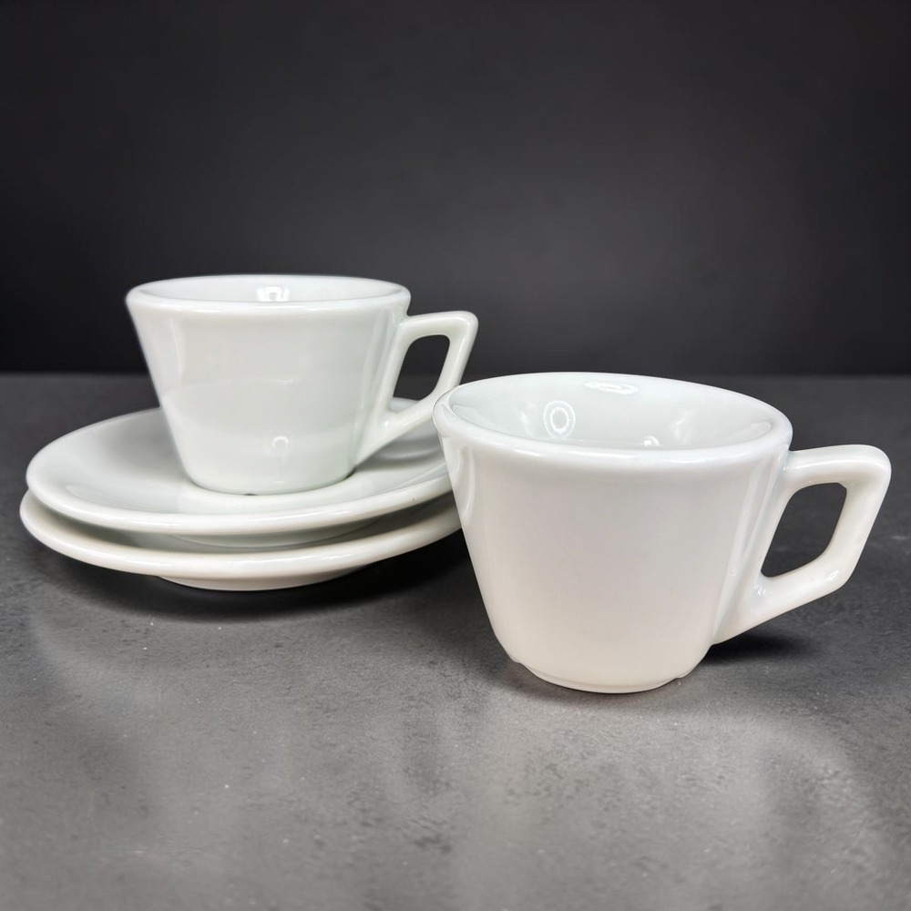 IPA Italy Espresso Cup and Saucer Set White Porcelain Made in Italy Cafe Ware